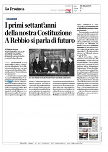 Articolo de "La Provincia" 9 giugno 2016